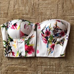 White floral corset crop top